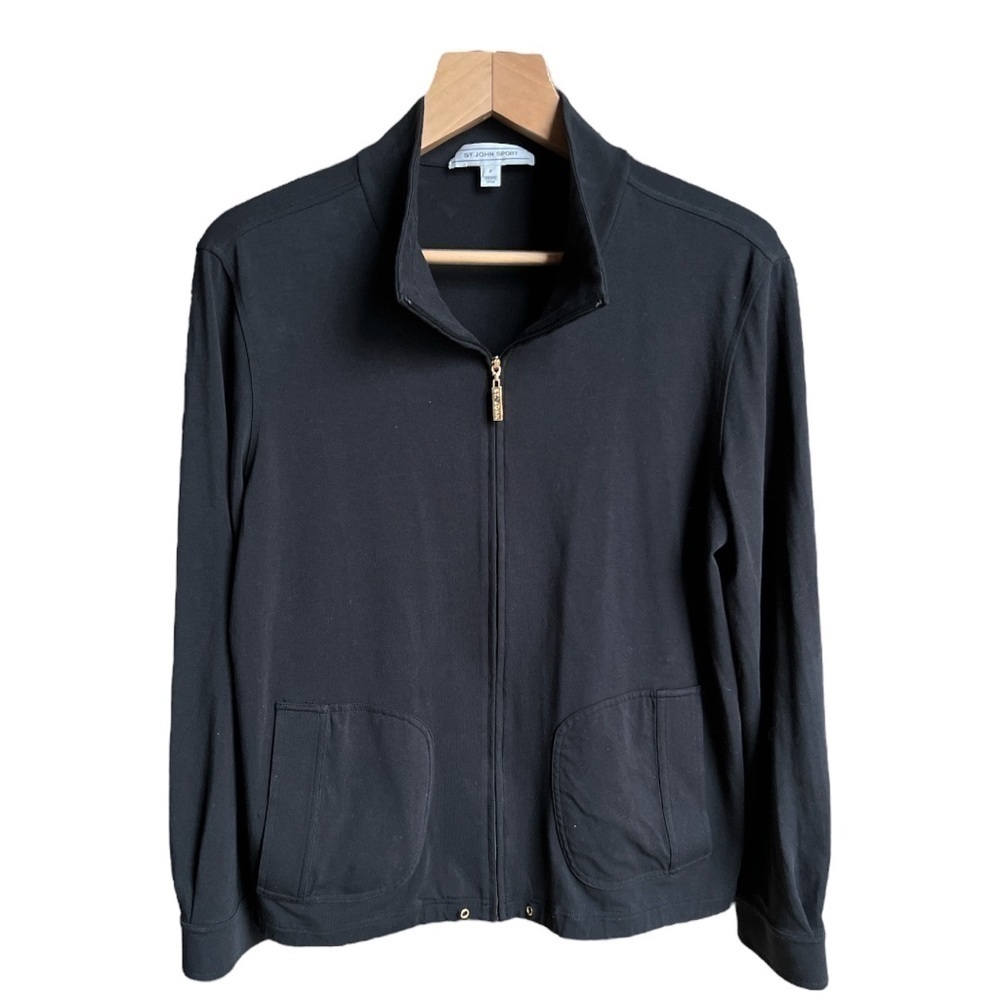 St. John Sport Womens Full Zip Standard Collar Cotton Lightweight Jacket, Size P